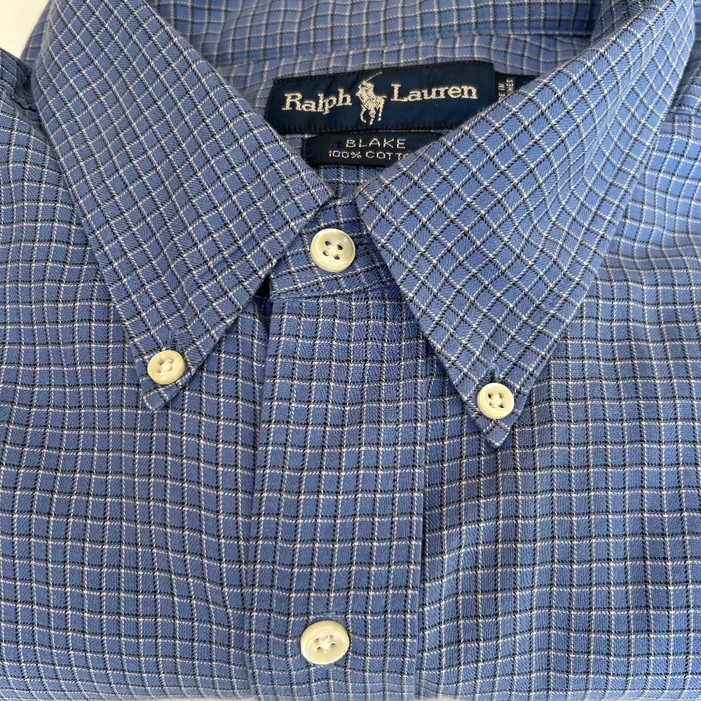 Men’s long sleeve button down,Ralph Lauren, Blake, XL,Blue Checker,